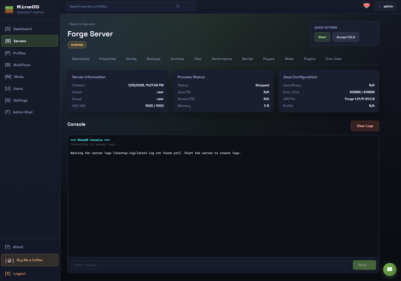 Server control center